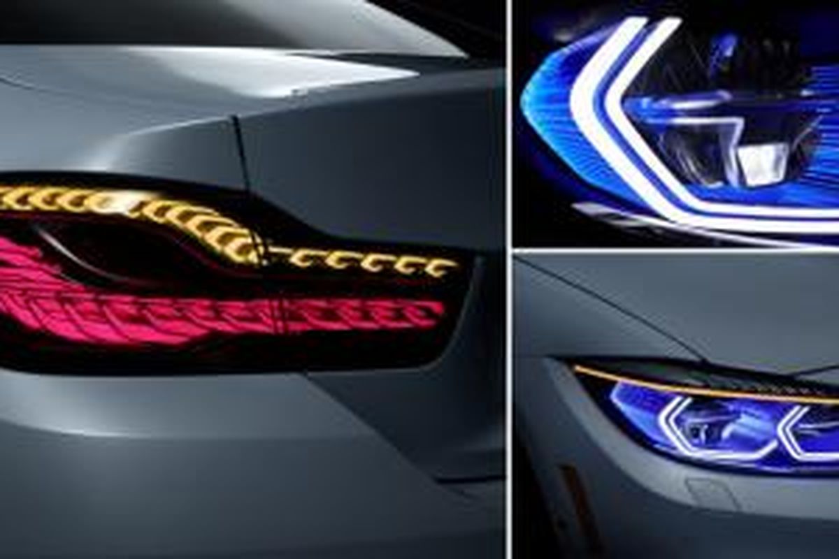 Lampu indah dari BMW Concept Iconic Lights yang dipamerkan dalam CES 2015 di Las Vegas, Amerika Serikat.