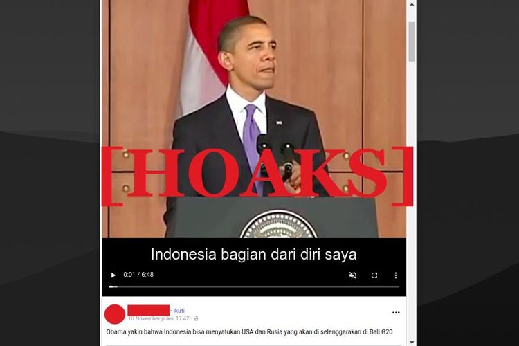 Hoaks video Obama yakin Indonesia mampu satukan AS dn Rusia dalam pertemuan G20