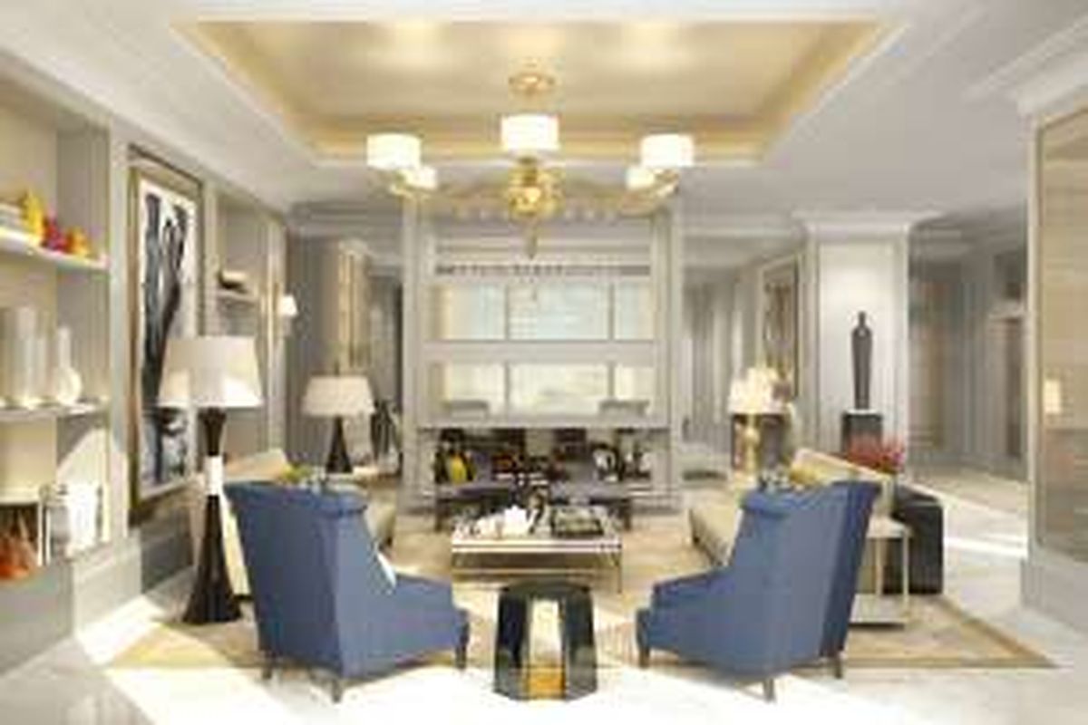 Ruang keluarga di apartemen The Residences at The St Regis Jakarta