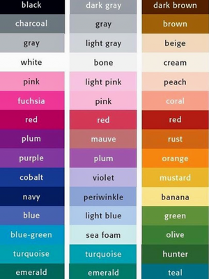 Nama-nama warna dalam bahasa Inggris