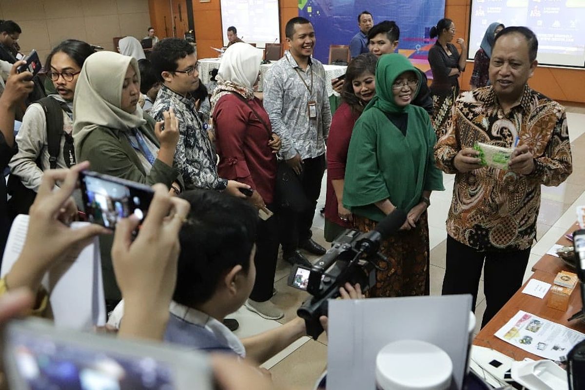 Menristekdikti Mohamad Nasir saat konferensi pers Indonesia Startup Summit di Gedung Kemenristekdikti, Jakarta (5/4/2019).