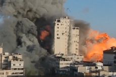 Detik-detik Menara di Gaza Runtuh Dibom Israel, Terekam dalam Siaran TV