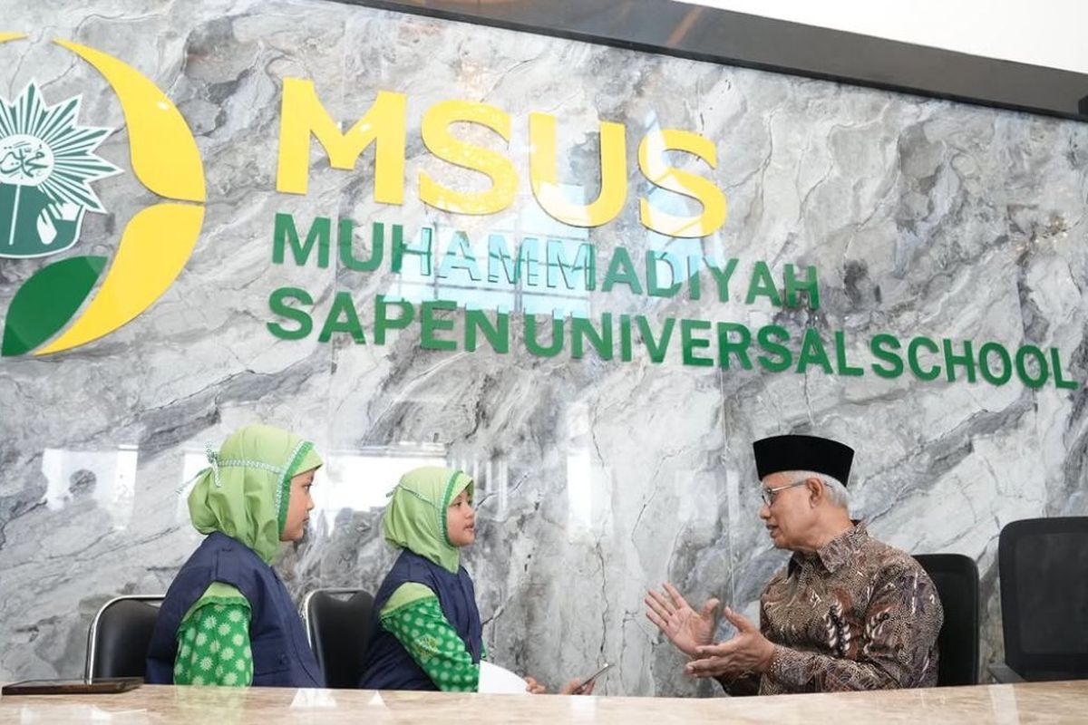 Ketua Umum Pimpinan Pusat (PP) Muhammadiyah Haedar Nashir saat acara peluncuran Muhammadiyah Sapen Universal School (MSUS) pada Sabtu (4/7/2026).