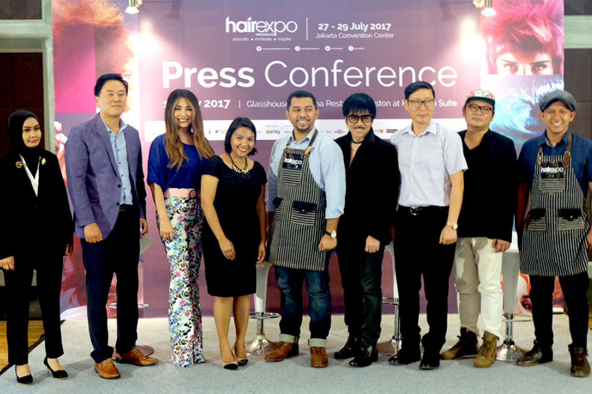 Acara konferensi pers Hair Expo Indonesia 2017 di Jakarta (12/7/2017).