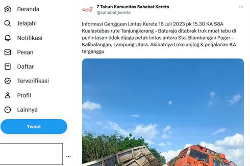 Kecelakaan KA Kuala Stabes Vs Truk di Lampung, Ini Kronologinya