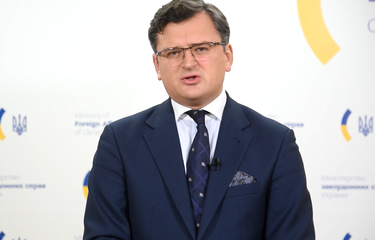 Menteri Luar Negeri Ukraina Dmytro Kuleba dalam konferensi pers virtual dengan media-media asing, yang turut dihadiri Kompas.com, Senin (29/11/2021).