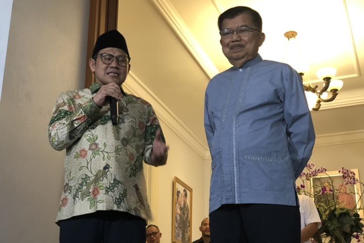 Ketua Umum PKB Muhaimin Iskandar setelah menemui Wakil Presiden ke 10 dan 12 RI Jusuf Kalla di kawasan Braijaya, Kebayoran Baru, Jakarta Selatan, Sabtu (6/5/2023). 