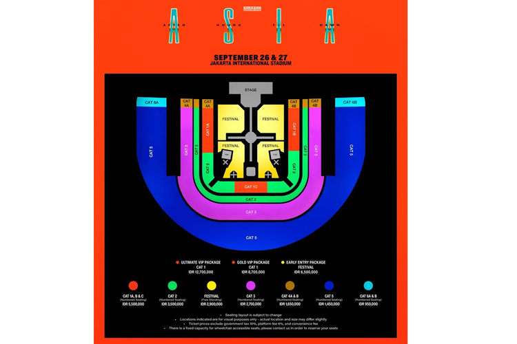 Seat Plan Konser The Weeknd Jakarta 2026, Harga Tiket dan Kategorinya