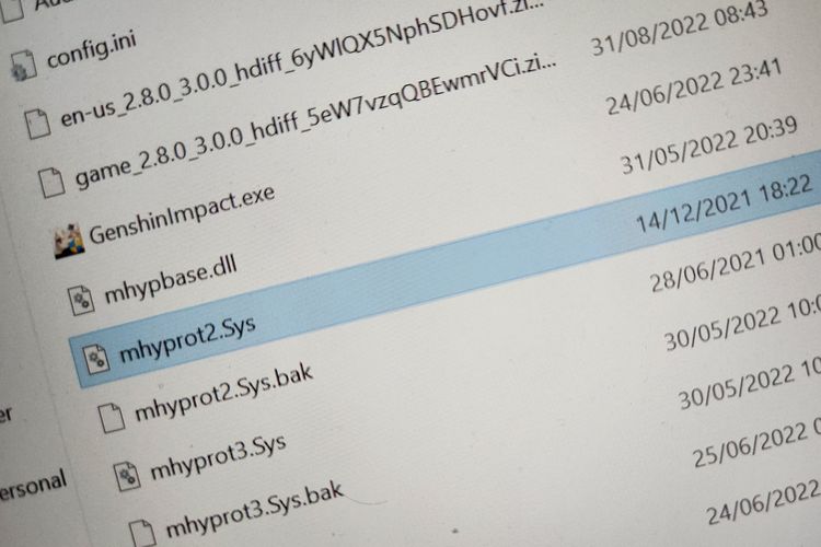 Ilustrasi file mhyprot2.sys yang disebut digunakan peretas untuk mengirimkan ransomware ke perangkat pengguna via game Genshin Impact.