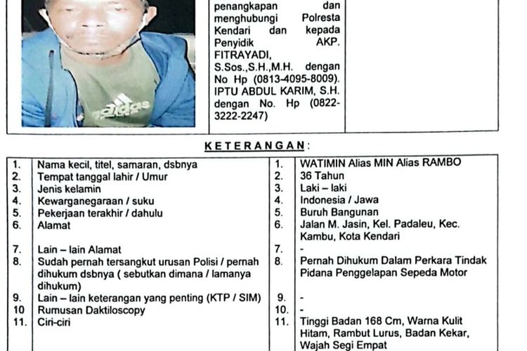 Polresta Kendari menerbitkan surat DPO terhadap pelaku penculikan bayi usia 9 bulan di Kendari