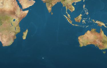 Penampakan Samudra Hindia jika dilihat dari satelit. Samudra Hindia menjadi samudra terluas ketiga di dunia.
