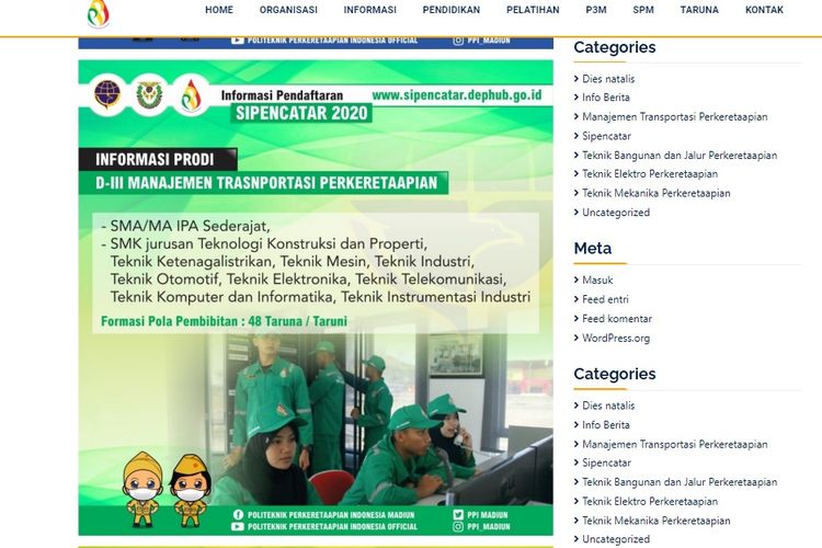 Tangkapan layar informasi pendaftaran Sipencatar 2020