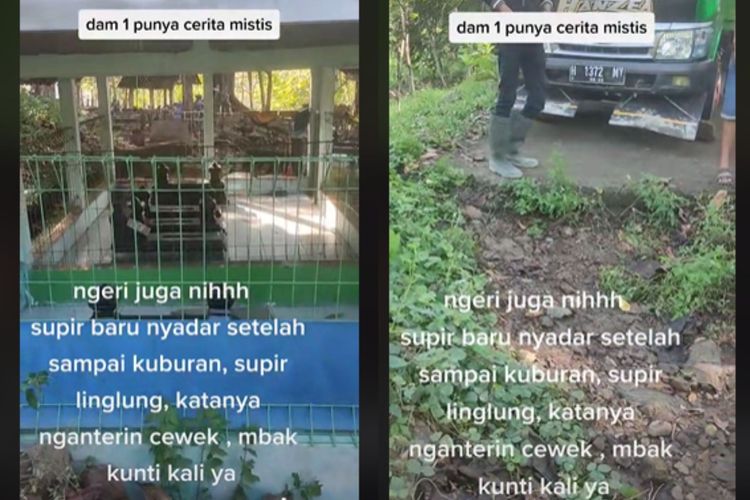 Tangkapan layar truk nyasar ke makam, Kecamatan Pringapus, Kabupaten Semarang.