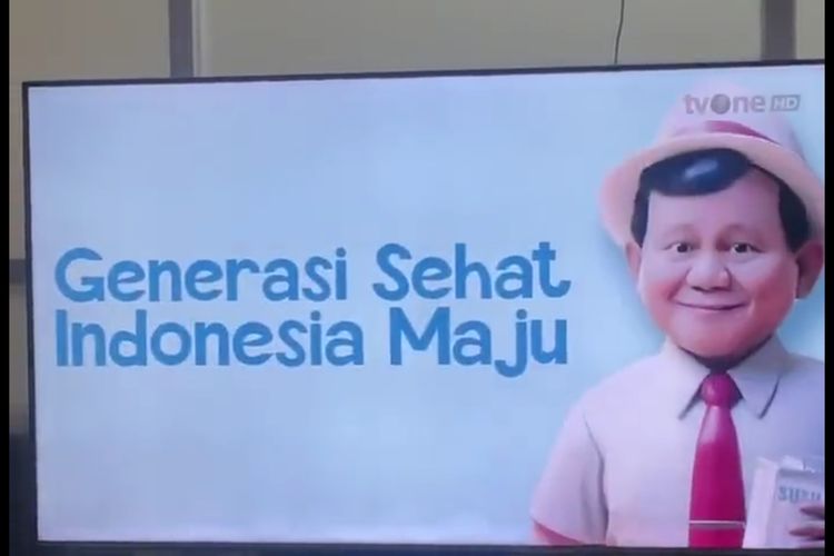 Tangkapan layar iklan di televisi yang memaparkan visi-misi calon presiden dan wakil presiden (capres-cawapres) nomor urut 2, Prabowo Subianto-Gibran Rakabuming.