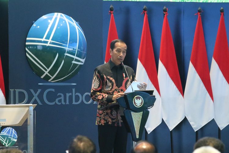 Presiden Joko Widodo saat meresmikan Bursa Karbon Indonesia, Selasa (26/9/2023).