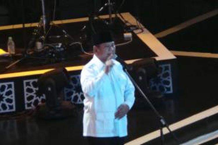 Prabowo saat memberikan sambutan dalam konser 