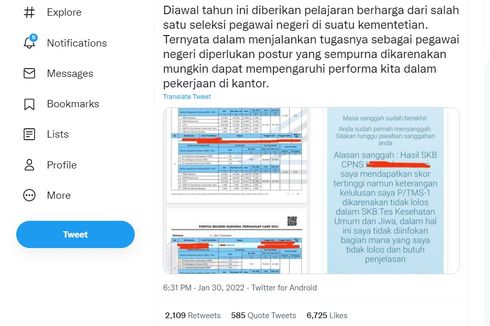 Viral, Twit Peserta CPNS 2021 Tidak Lolos SKB karena Pembesaran Payudara dan Kaki Bentuk X, Bagaimana Ceritanya?