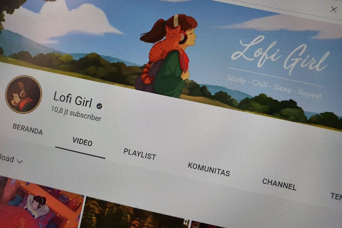 Ilustrasi kanal Youtube Lofi Girl