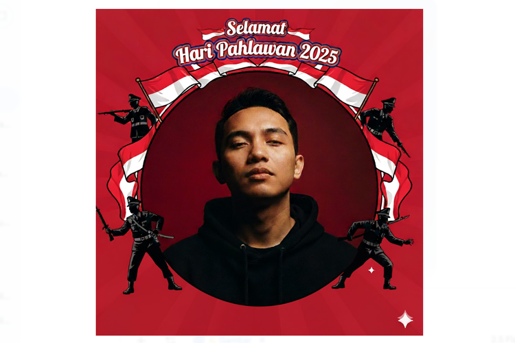 Twibbon Hari Pahlawan 2025 yang dibuat via Gemini AI.