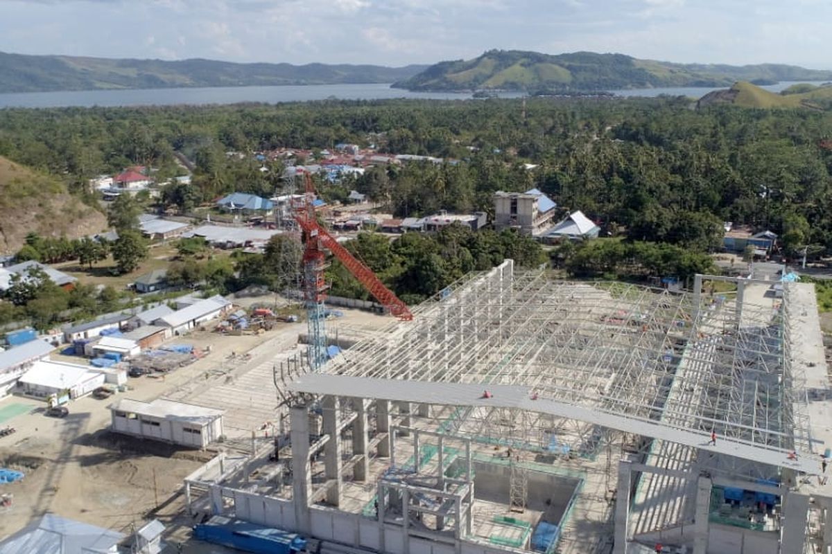 Proyek Aquatic Arena Papua yang dibangun PT Waskita Karya (Persero) Tbk di Jayapura, Papua.