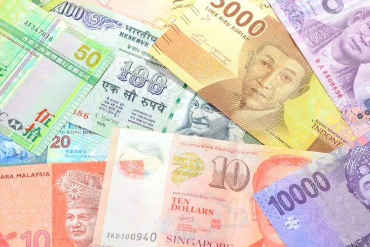 Sejumlah mata uang Asia, termasuk rupiah Indonesia.