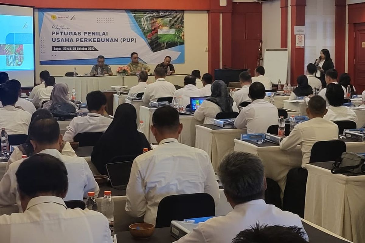 Kementerian Pertanian (Kementan) menggelar Pelatihan Petugas Penilai Usaha Perkebunan atau PUP yang diinisiasi Direktorat Jenderal Perkebunan (Ditjenbun) Kementan di wilayah Bogor, Jawa Barat (Jabar) pada Senin (23/10/2023) sampai Sabtu (28/10/2023).
