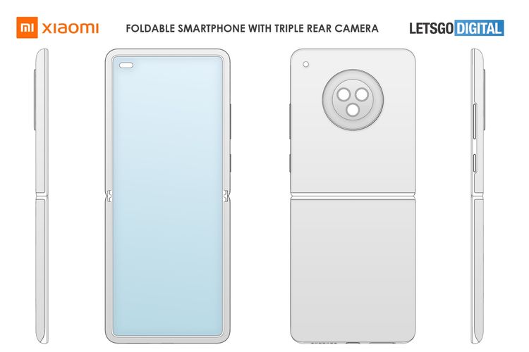 Desain ponsel layar lipat baru Xiaomi dari berbagai sisi.