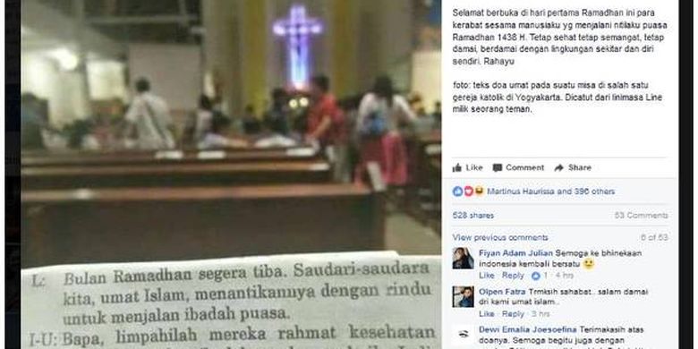 Di Balik Viralnya Foto Doa Umat Katolik untuk Umat Islam yang Berpuasa