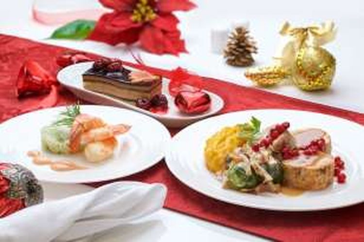 Menu makan malam Natal untuk penumpang kelas utama di Emirates