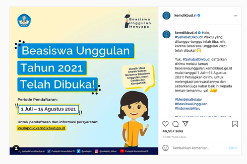 Beasiswa Unggulan Kemendikbud 2021: Cara Daftar dan Persyaratannya