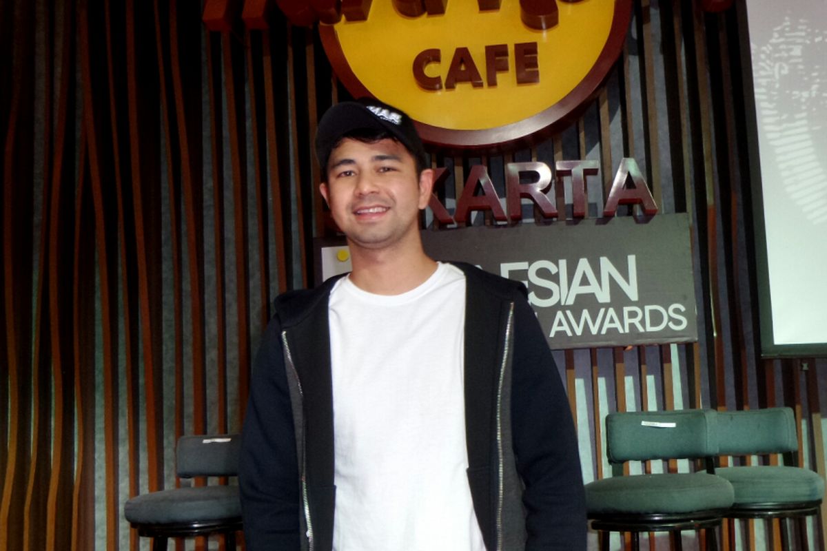 Pembawa acara Raffi Ahmad dalam jumpa pers Indonesia Television Awards (ITA) di Hard Rock Cafe, SCBD, Jakarta Selatan, Jumat (18/8/2017).