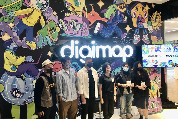 Kolaborasi mural Digimap Indonesia dengan Muklay di Flagship Store, PIM 3, Jakarta, Rabu (8/6/2022)