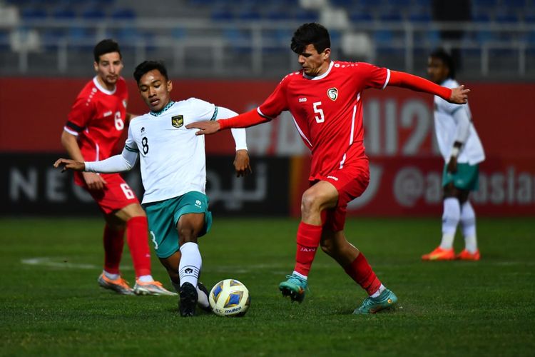 Laga timnas U20 Indonesia vs Suriah dalam matchday kedua Grup A Piala Asia U20 2023 di Stadion Lokomotiv, Tashkent, Uzbekistan, pada Sabtu (4/3/2023) malam WIB.