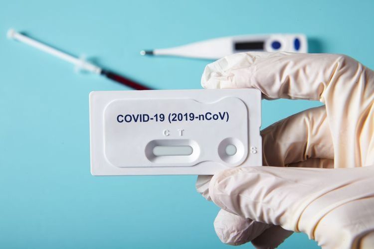 An illustration of Covid-19 rapid test kits. 