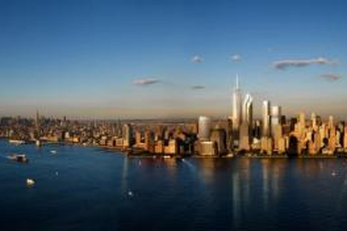 Rendering Lower Manhattan, ketika area World Trade Center rampung pada 2018. 