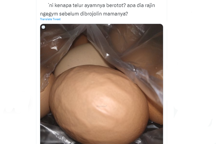 Tangkapan layar twit soal cangkang telur bergelombang
