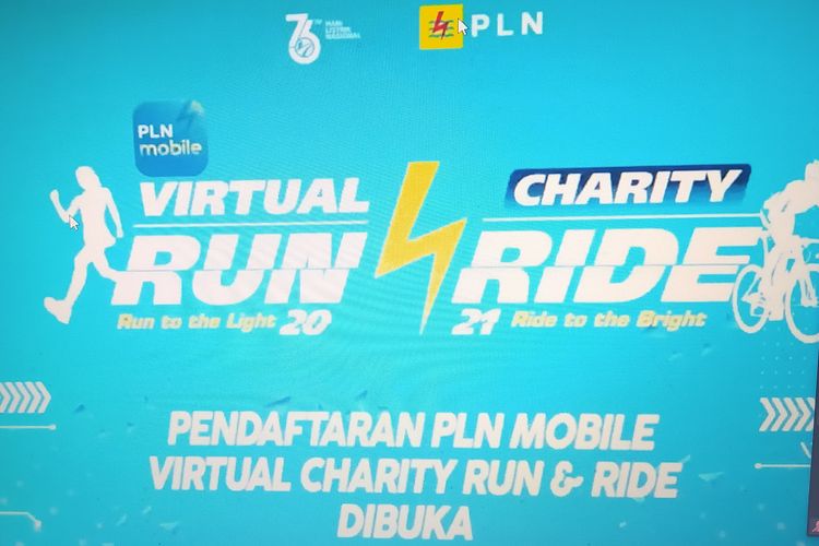 Tangkapan layar aplikasi PLN Mobile yang bisa diunduh melalui AppStore dan PlayStore. Pendaftaran PLN Mobile Virtual Charity Run and Ride (VCRR) 2021 juga melalui aplikasi ini.
