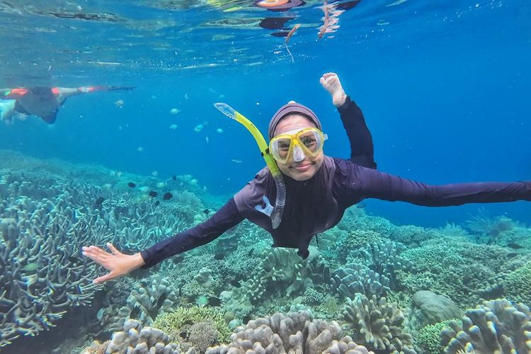 Kompas.com menyelam di Bunaken Timur, spot snorkeling untuk pemula di Taman Nasional Laut Bunaken, Manado, Sulawesi Utara, Kamis (30/10/2025). 
