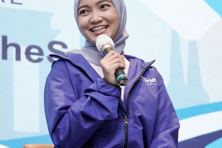 Assistant Marketing Country Manager Unilever International Tamara Adys Nabila dalam konferensi pers ?Vaseline Berlin Run 2022? pada Sabtu (23/7/2022)