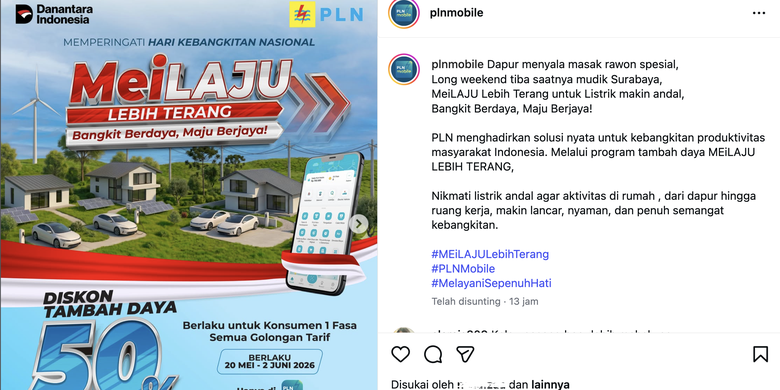 Tangkapan layar diskon tambah daya listrik PLN 2026. Diskon tambah daya PLN. Tambah daya listrik. Biaya tambah daya listrik.