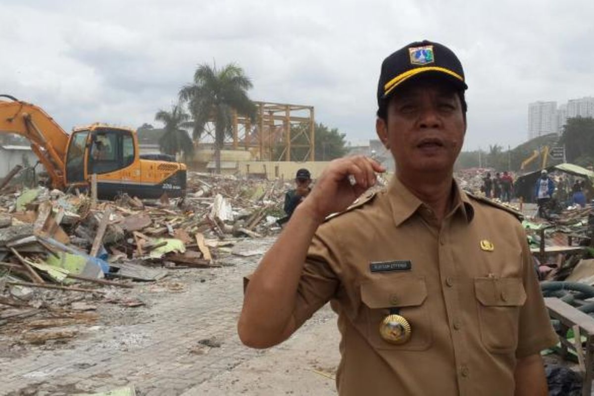 Wali Kota Jakarta Utara Rustam Effendi saat penertiban kawasan Kalijodo, Penjaringan, Jakarta Utara, Senin (29/2/2016).