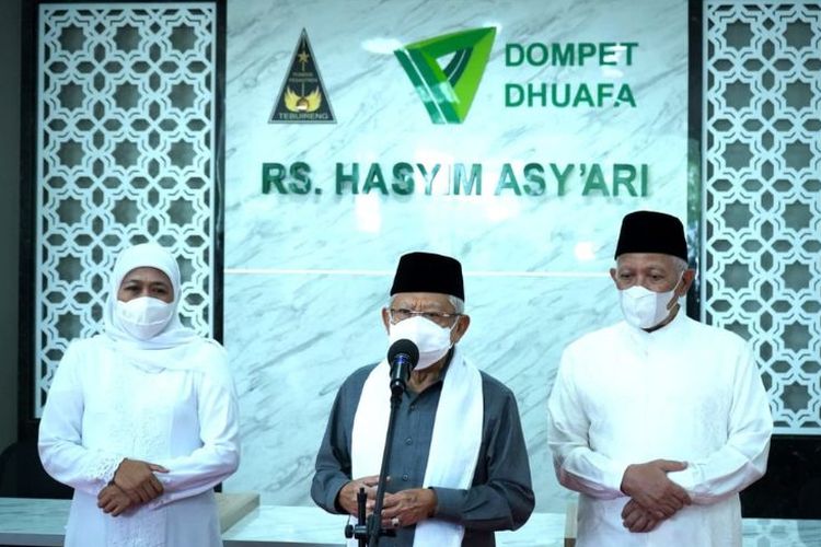 Dalam kunjungan kerjanya di Jawa Timur, Wakil Presiden KH Ma'ruf Amin sempatkan tinjau RS Hasyim Asy'ari Tebuireng, Jombang, Jawa Timur, Sabtu (4/6/2022).
