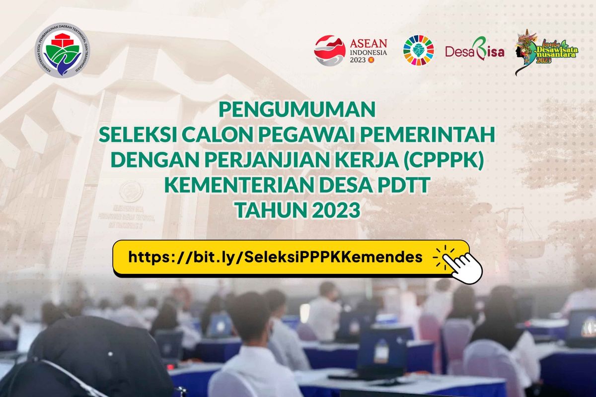 Pendaftaran seleksi PPPK 2023 Kemendesa PDTT.