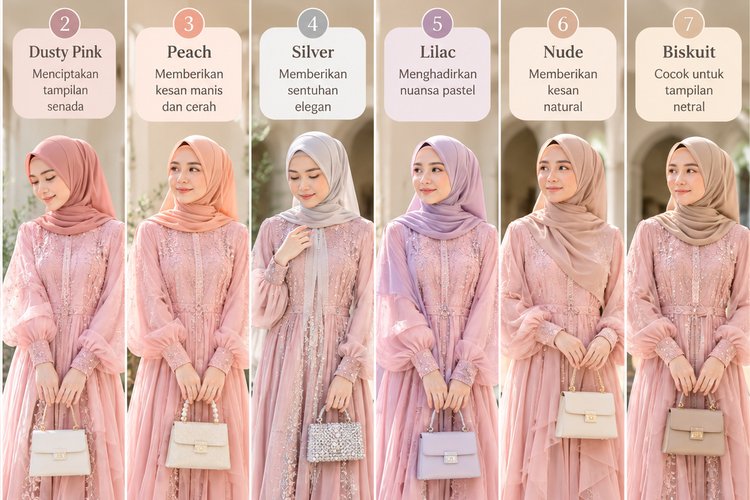 8 Warna Jilbab untuk Gamis Pink, Manis dan Elegan