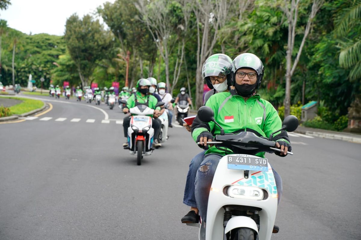 Motor listrik yang digunakan oleh pengemudi ojek online dan akan diterapkan saat pelaksanaan KTT G20, di Bali.