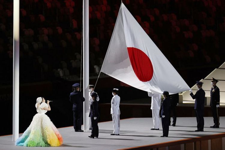 Lagu kebangsaan Jepang dinyanyikan dalam acara pembukaan Olimpiade Tokyo 2020.