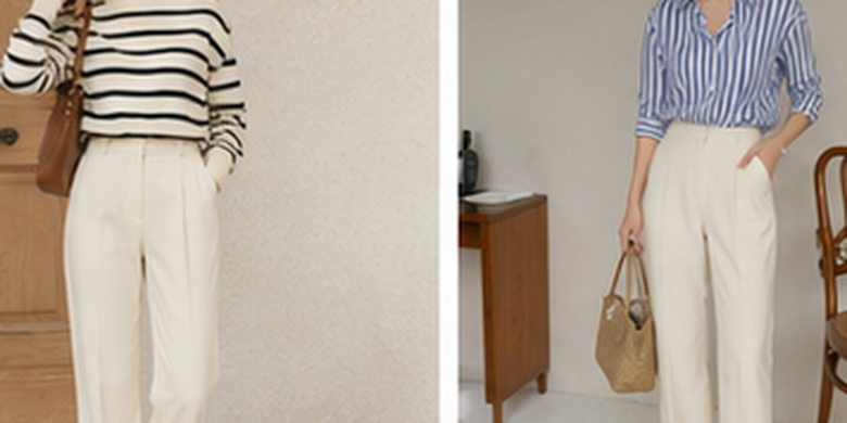 Inspirasi warna baju yang cocok dengan celana ivory, mulai dari nuansa netral, earth tone, hingga pastel agar outfit terlihat elegan.