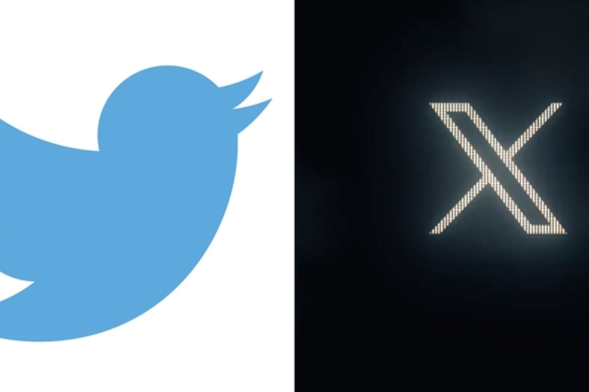 Logo aplikasi Twitter yang dikabarkan akan ganti dari burung menjadi simbol X.