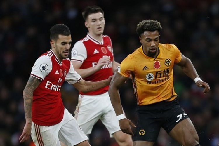 Pertemuan pertama Arsenal dan Wolverhampton Wanderers (Wolves) pada musim 2019-2020, 2 November 2019.