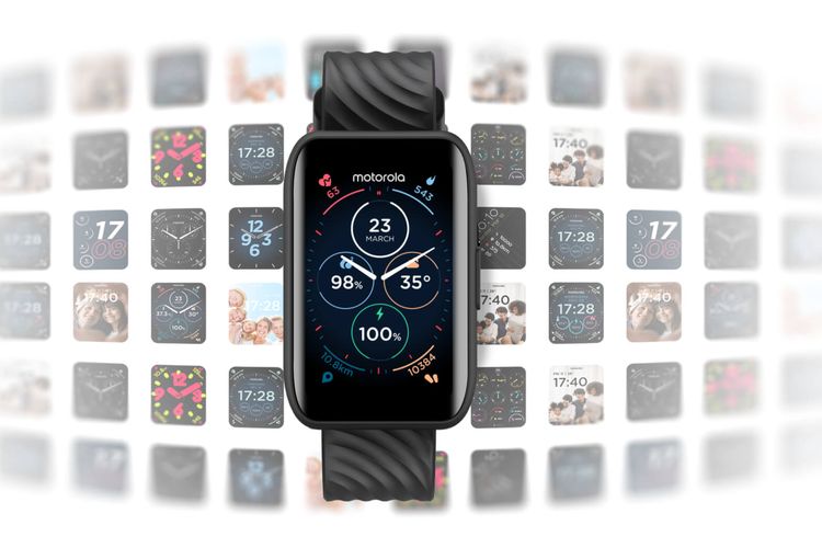 Tampilan layar dari smartwatch Motorola, yakni Moto Watch 40